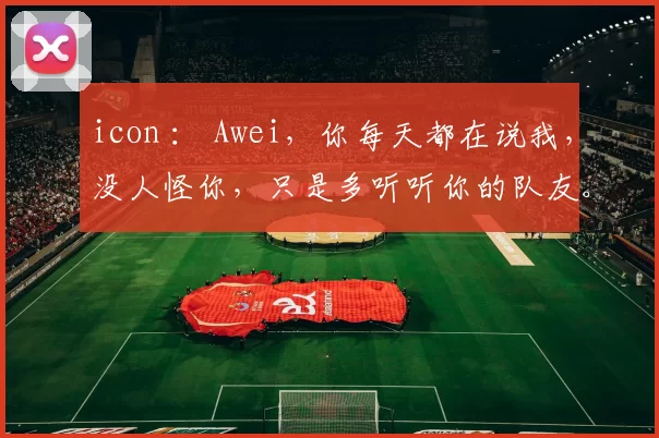 icon ： Awei，你每天都在说我，没人怪你，只是多听听你的队友。